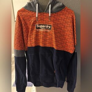 Superdry Men's Orange and Navy Hoodie